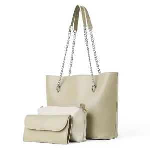 3 in 1 Alpha Tote Bag For Women- Beige