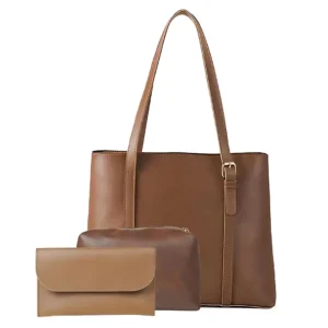 3 in 1 Envy Tote Bag For Women-Mustard Borwn