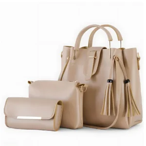 Aura 3-in-1 Tote Set – Elegant Handbag Combo for Women-Beige