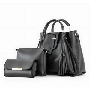 Aura 3-in-1 Tote Set – Elegant Handbag Combo for Women-Black