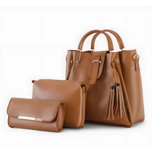Aura 3-in-1 Tote Set – Elegant Handbag Combo for Women-Mustard Brown