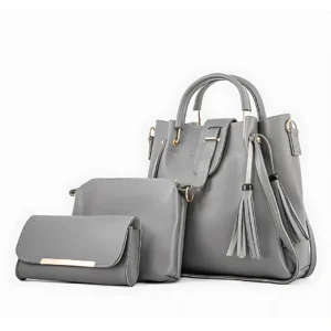Aura 3-in-1 Tote Set – Elegant Handbag Combo for Women-Grey
