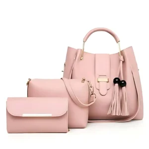 Aura 3-in-1 Tote Set – Elegant Handbag Combo for Women-Pink
