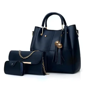 Vintage 3-in-1 Tote Set – Handbag Combo for Women-Blue