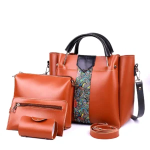 4 in 1 Piece Handbags For women-Brown