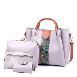 4 in 1 Piece Handbags For women-Grey