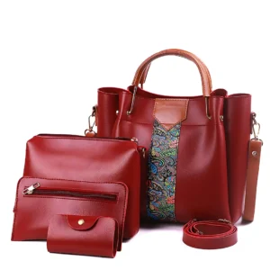 4 in 1 Piece Handbags For women-Maroon
