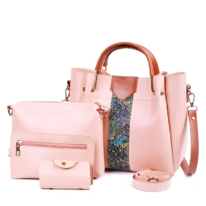 4 in 1 Piece Handbags For women-Pink