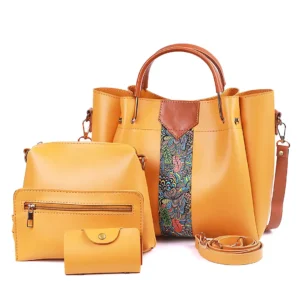 4 in 1 Piece Handbags For women-Yellow